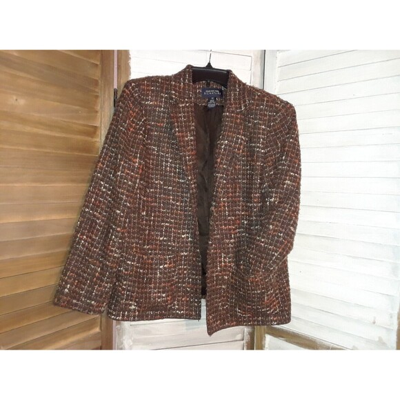 Jones New York Women's Blazer Size 12 Wool-Blend Lined Front Pockets Brown - Picture 1 of 7